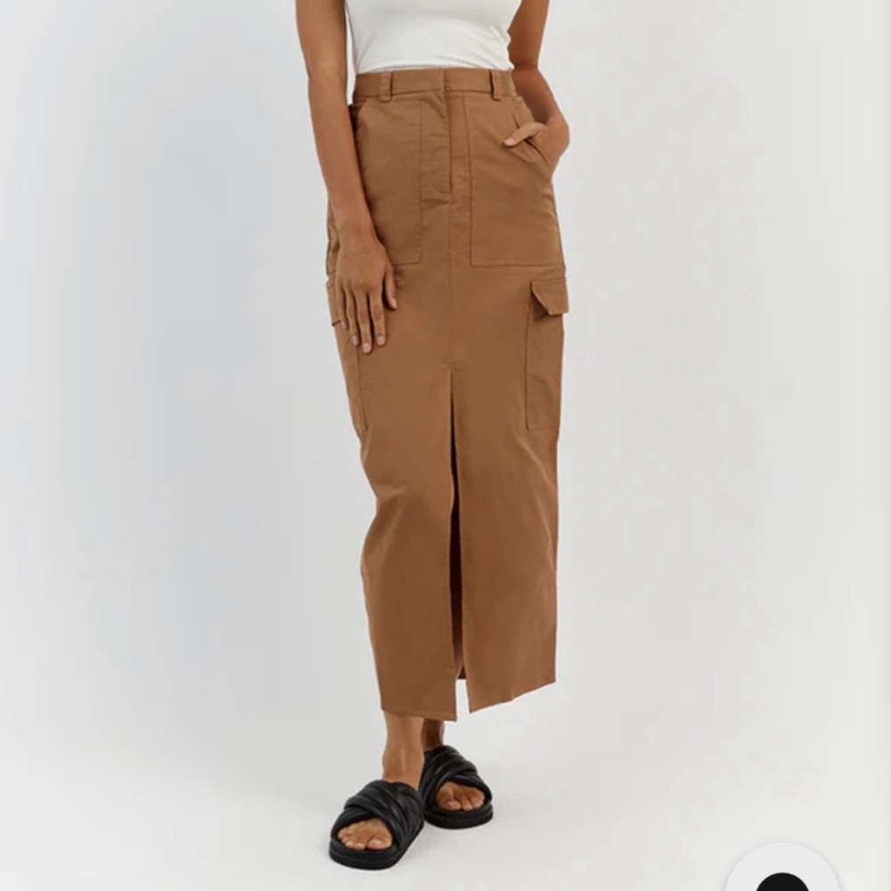 NWT DISSH RUBY TAN CARGO MIDI SKIRT - 4 / TAN